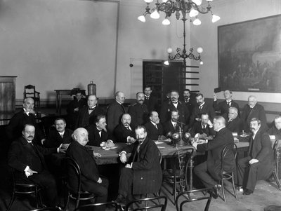 Members of the Imperial Technical Society at a meeting dedicated to 75th anniversary of photography, 1914 by Karl Karlovich Bulla